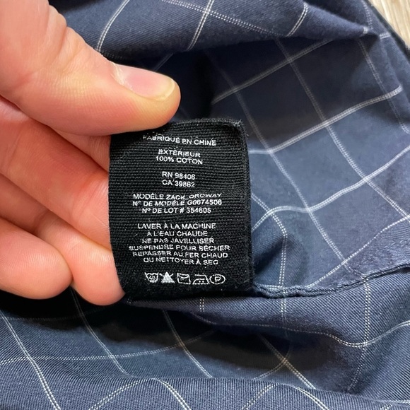 Theory Shirt Adult Large Gray Black Plaid Lightweight Button Up Cotton Mens - Picture 12 of 16